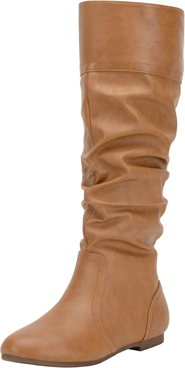 Jeossy Women's 9601 Knee High Boots Tall Slouch Boots with Inside Zipper