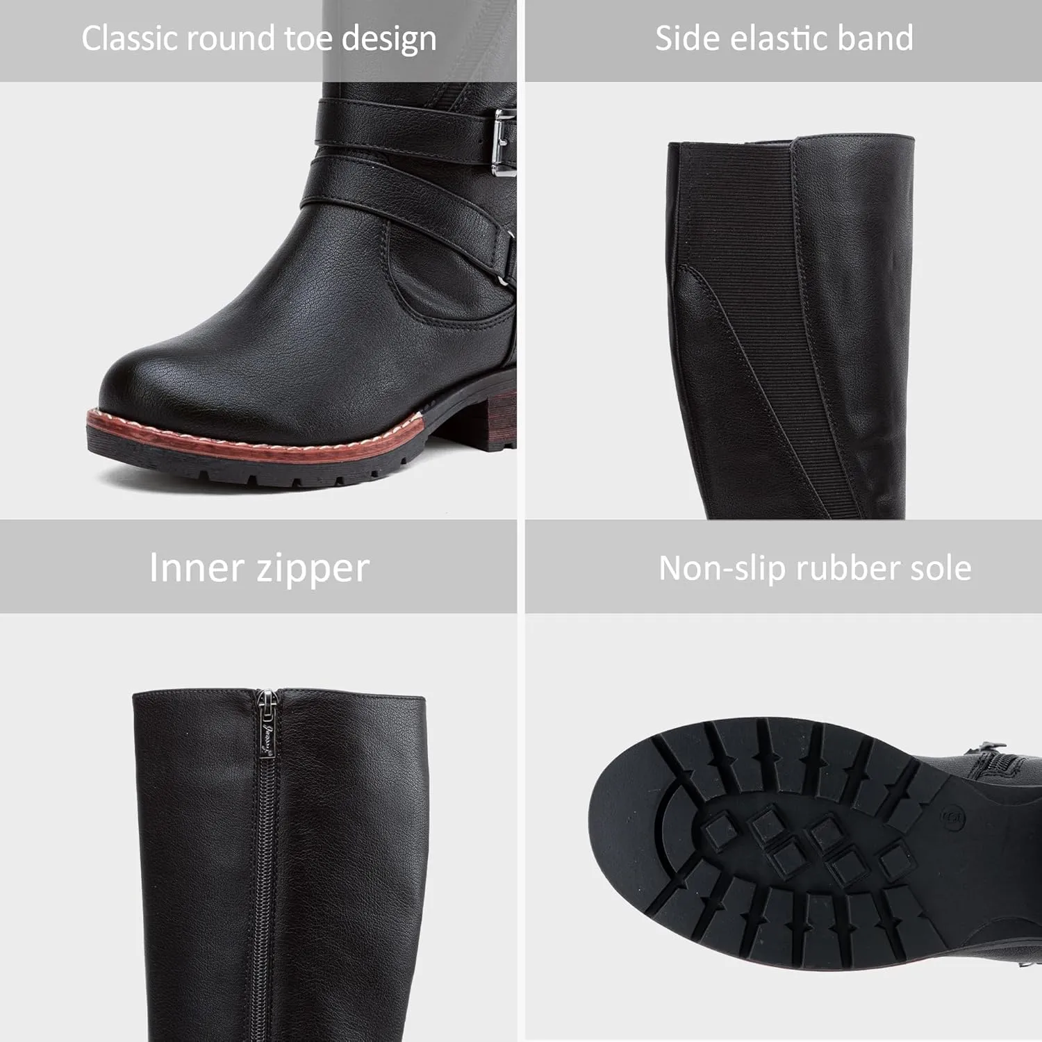 Jeossy Women's 9659 Knee High Boots, Riding Horse Tall Boots with Elastic Band and Side Zipper
