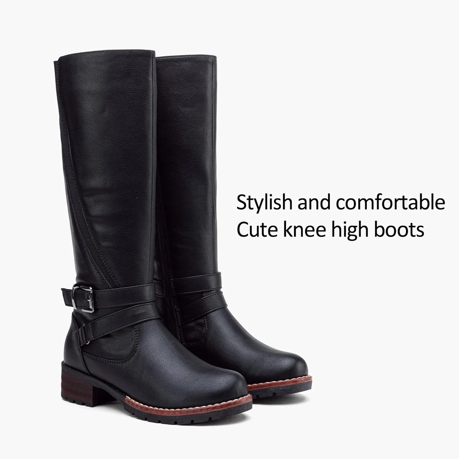 Jeossy Women's 9659 Knee High Boots, Riding Horse Tall Boots with Elastic Band and Side Zipper