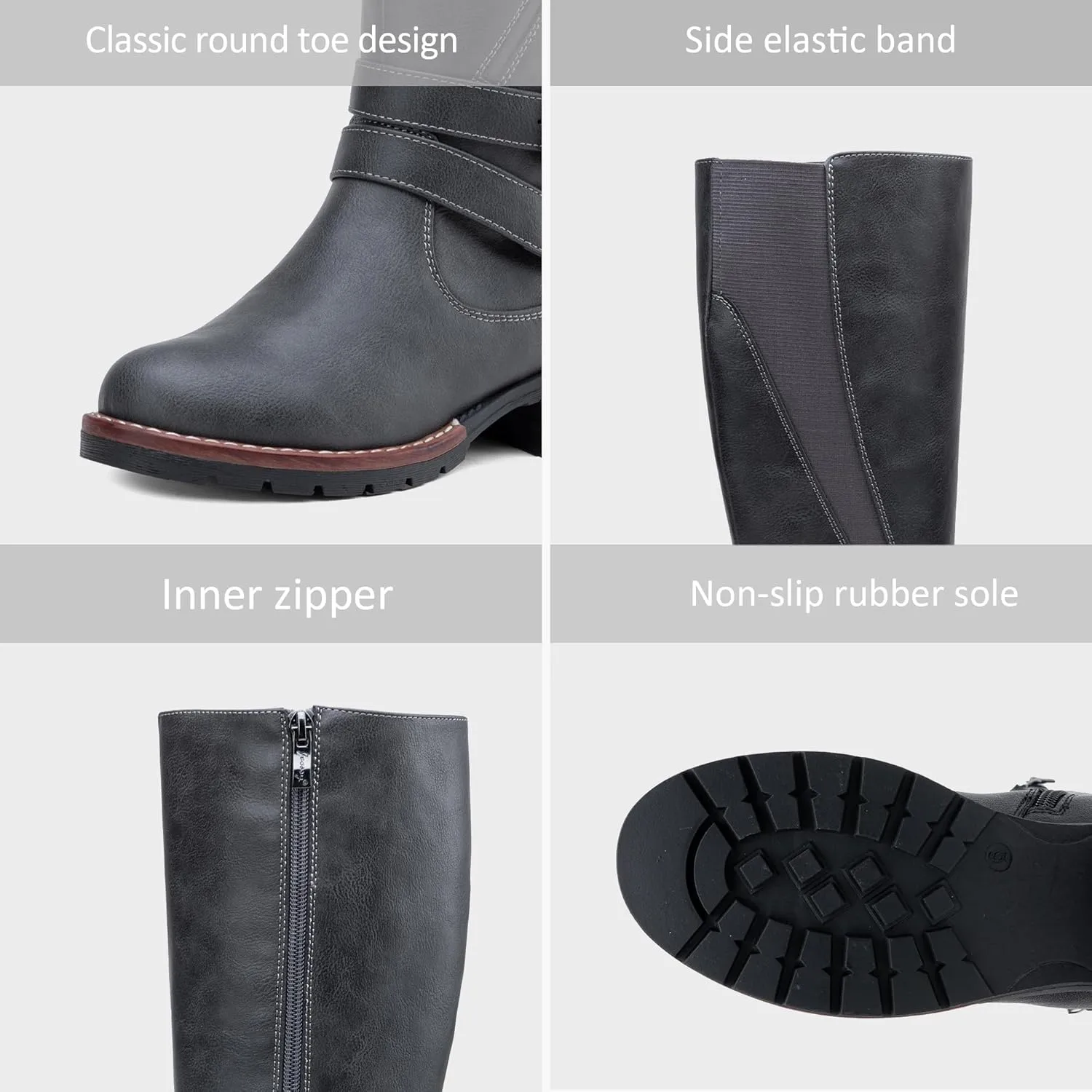 Jeossy Women's 9659 Knee High Boots, Riding Horse Tall Boots with Elastic Band and Side Zipper