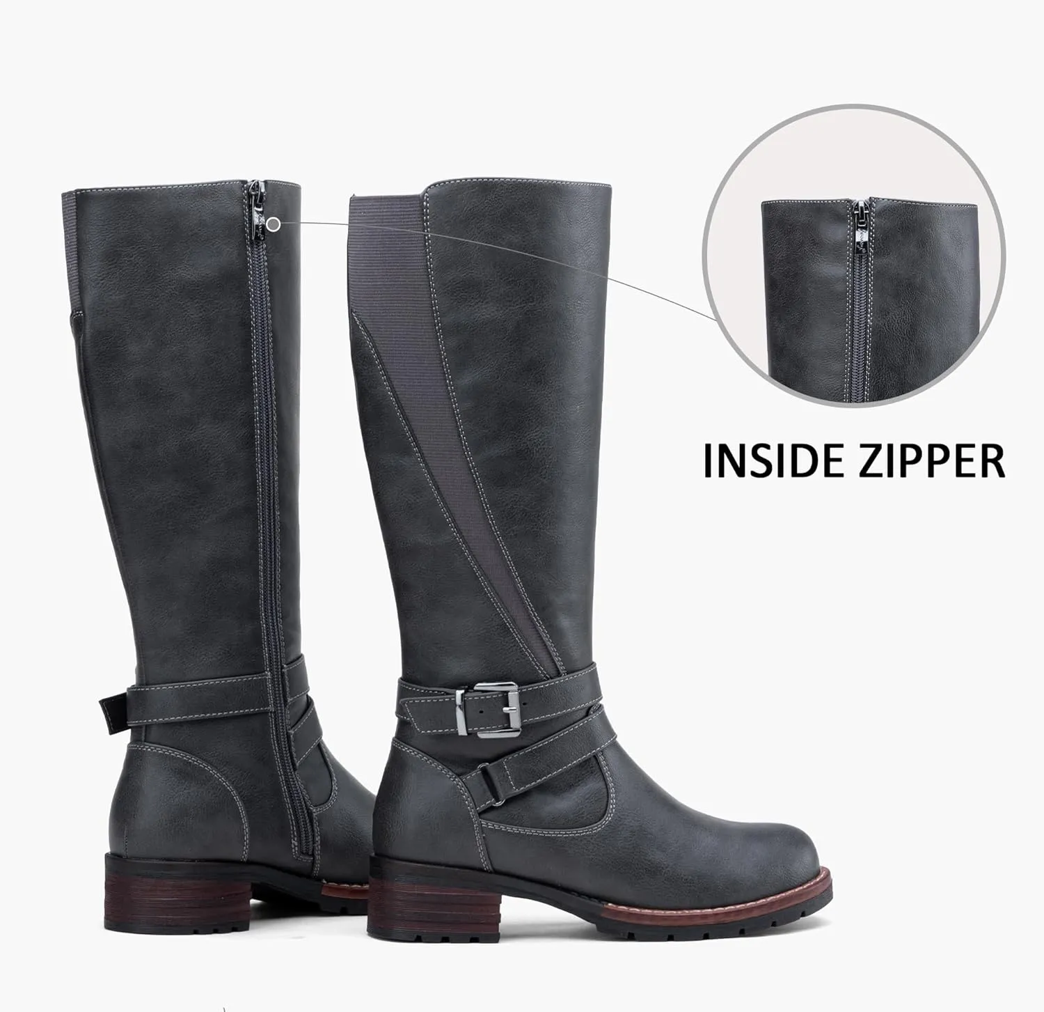Jeossy Women's 9659 Knee High Boots, Riding Horse Tall Boots with Elastic Band and Side Zipper
