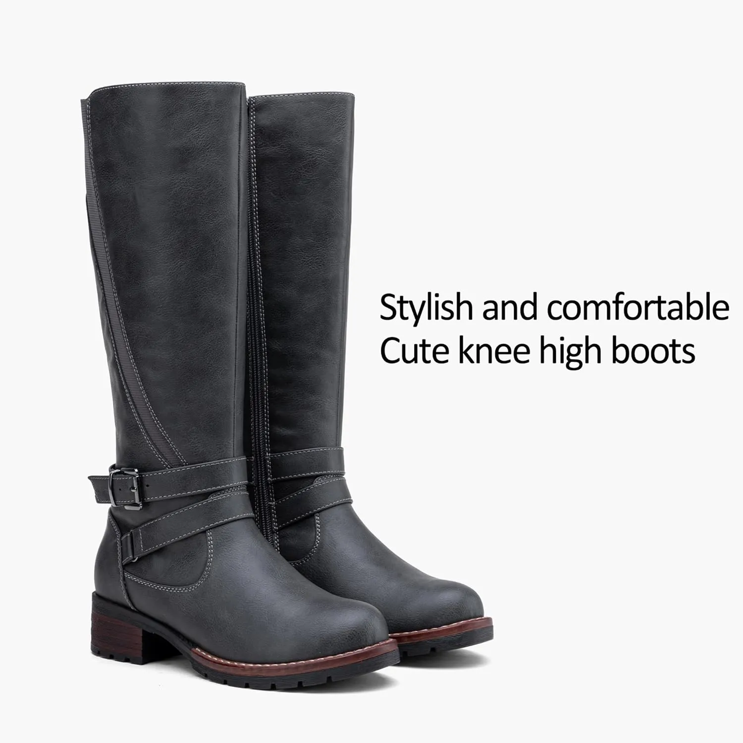 Jeossy Women's 9659 Knee High Boots, Riding Horse Tall Boots with Elastic Band and Side Zipper