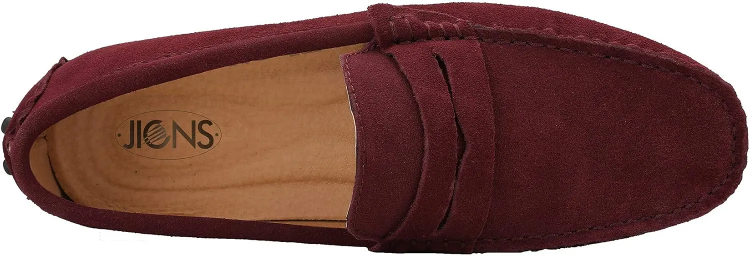 JIONS Mens Driving Penny Loafers Suede Moccasins Slip On Casual Dress Boat Shoes
