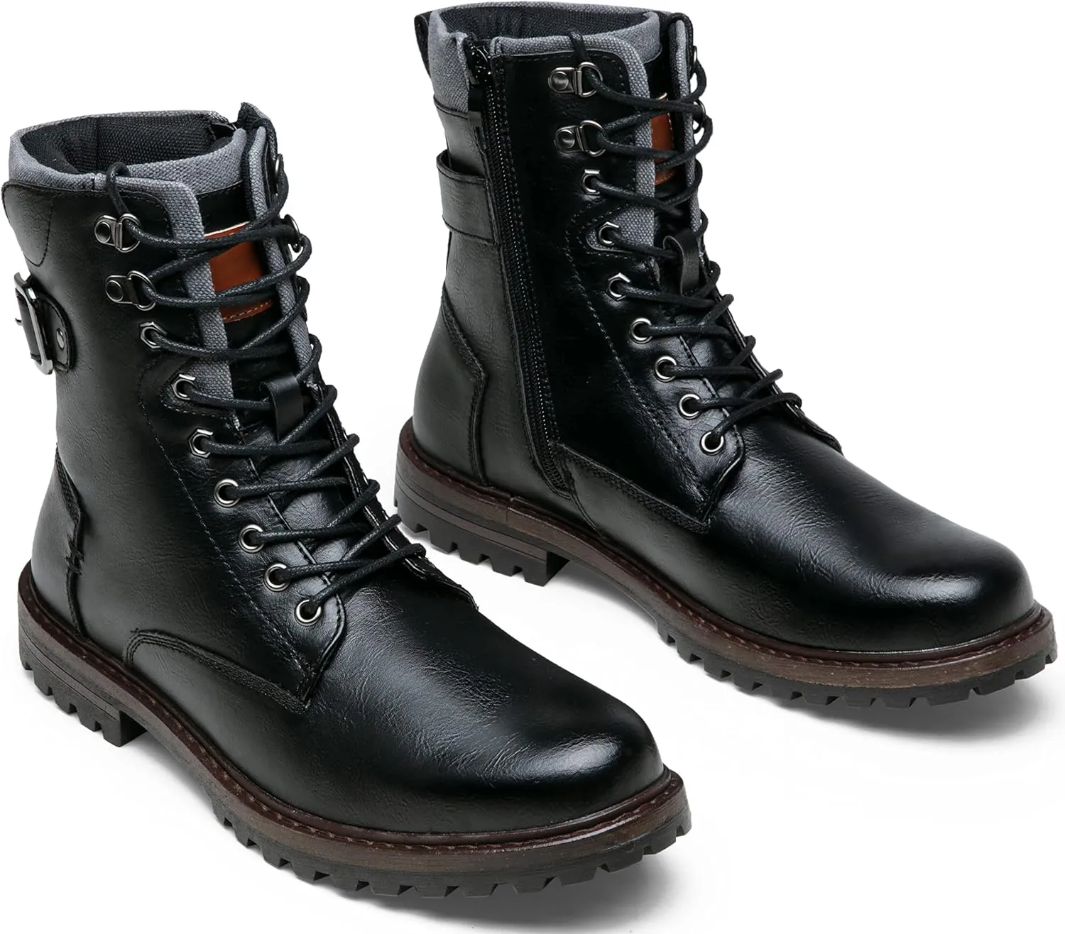 Jousen Boots for Men Casual Dress Retro Lace Up Motorcycle Boots