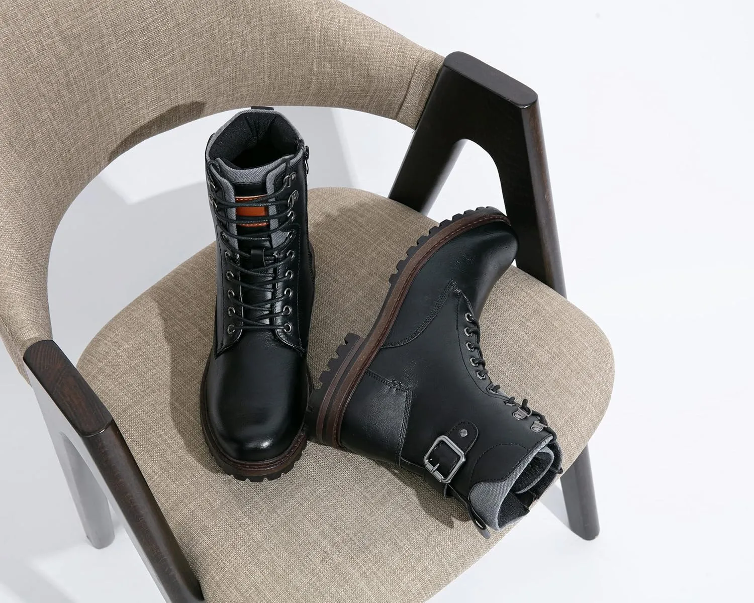 Jousen Boots for Men Casual Dress Retro Lace Up Motorcycle Boots