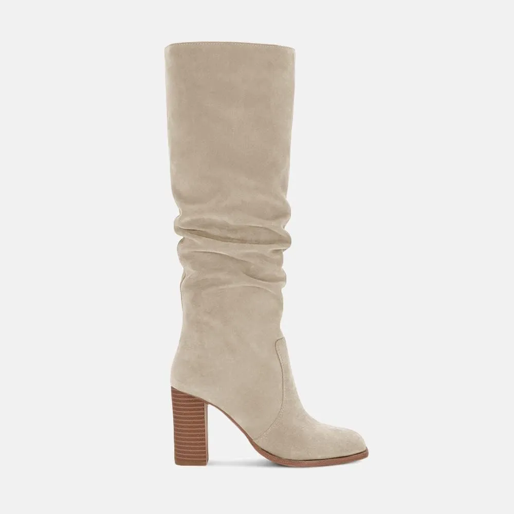Juliet Holy Womens Knee High Boots Chunky High Heel Square Toe Side Zipper Wide Calf Boot