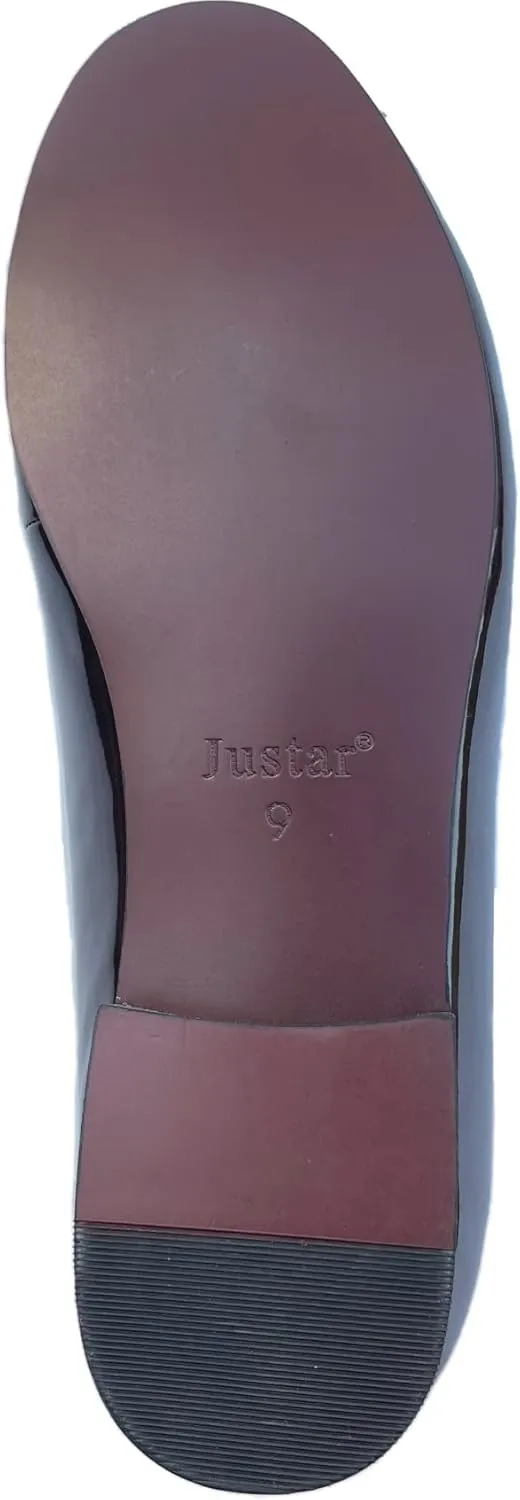 Justar Men's Leather Loafers Belgian Tuxedo Dress Shoes Slip-On Formal Prom Penny Loafers Banquet Flats
