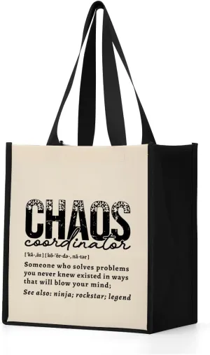 Jztco Chaos Coordinator Thank You Appreciation Gifts for Women Girls Friends Waterproof Tote Bag Reusable Grocery Bag