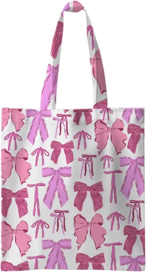Jztco Preppy Tote Bag, Aesthetic Bows Strawberry Beach Bag, Cat Lovers Gifts for Women Sister, Reusable Grocery Bags