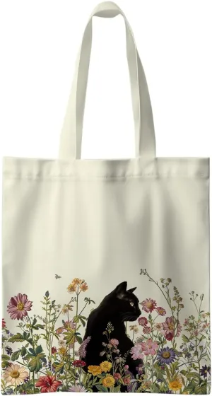 Jztco Preppy Tote Bag, Aesthetic Bows Strawberry Beach Bag, Cat Lovers Gifts for Women Sister, Reusable Grocery Bags