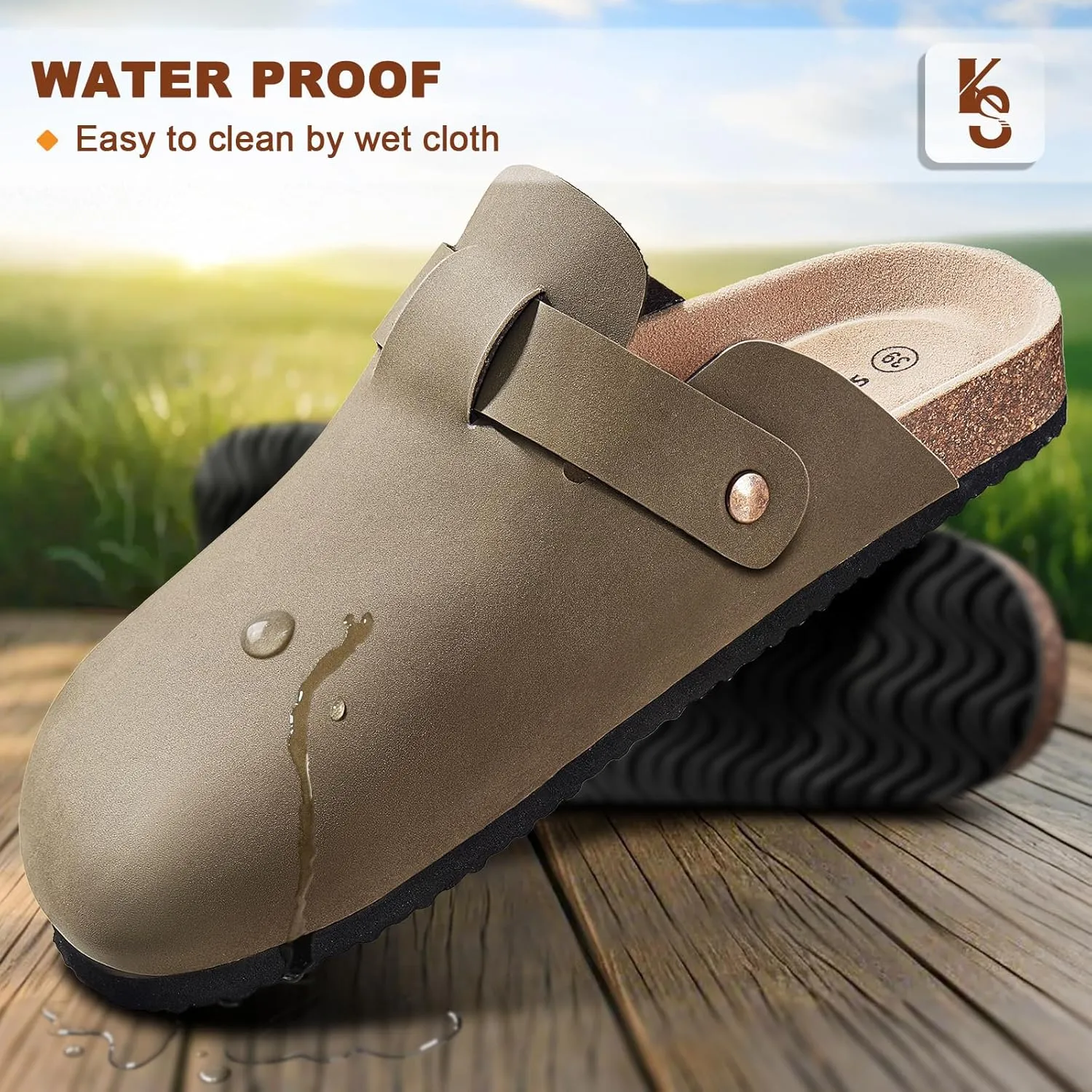 KEMISANT Women Clogs Mules Sandals Slippers Unisex-Crease-Resist Water Proof Upper Cushioned Footbed