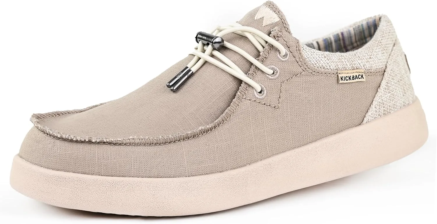 Kickback Haven Shoes - Men's Moccasins - Lightweight Lace Up Mens Smart Casual Shoes - All Day Comfort Mens Canvas Shoes - Men's Slip On Shoes