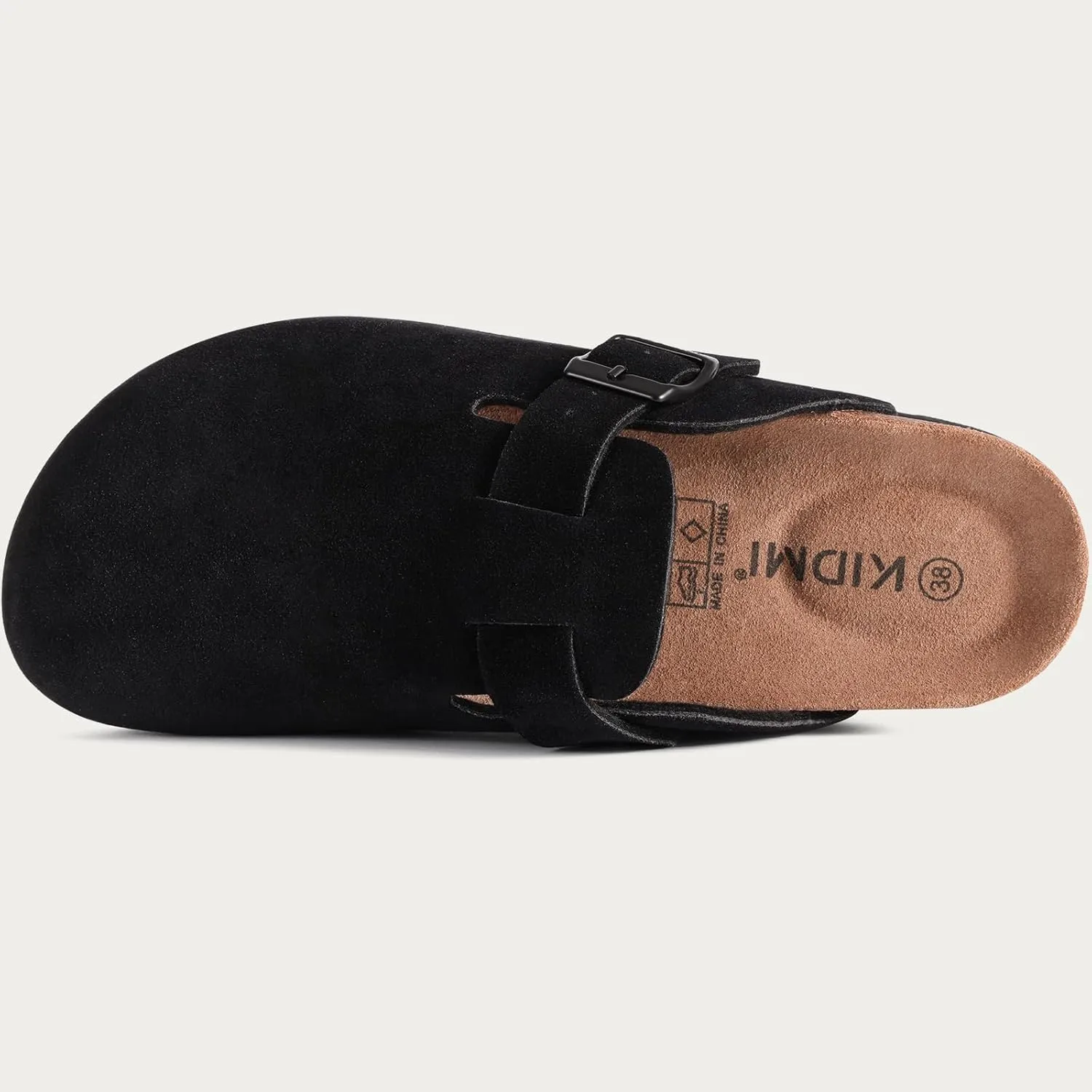 KIDMI Women's Cork Footbed Clogs Leather Mules Comfort Potato Shoes with Arch Support