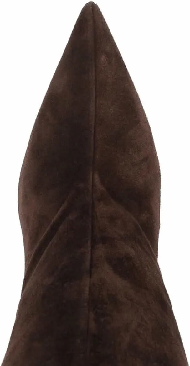 Kluolandi Womens Knee High Boots Sexy Pointed Toe Pull On Strange Wedge Heel Tall Boots for Women