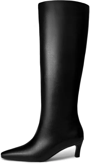 Knee High Boots Women Pointed Square Toe Tall Boots low kitten Heel Long boots