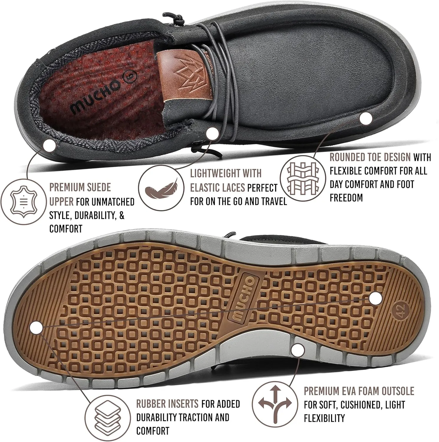 KONA & Chukka Men's Loafers Casual Slip-On Business Casual Shoes- Lightweight and Breathable Slip-On Lace Men's Suede Loafers Sneakers