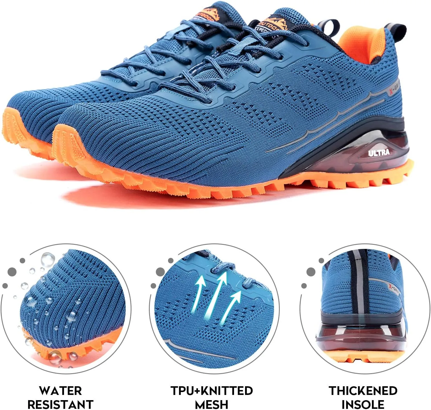 Kricely Men's Trail Running Shoes Fashion Walking Hiking Sneakers for Men Tennis Cross Training Shoe Outdoor Snearker Mens Casual Workout Footwear