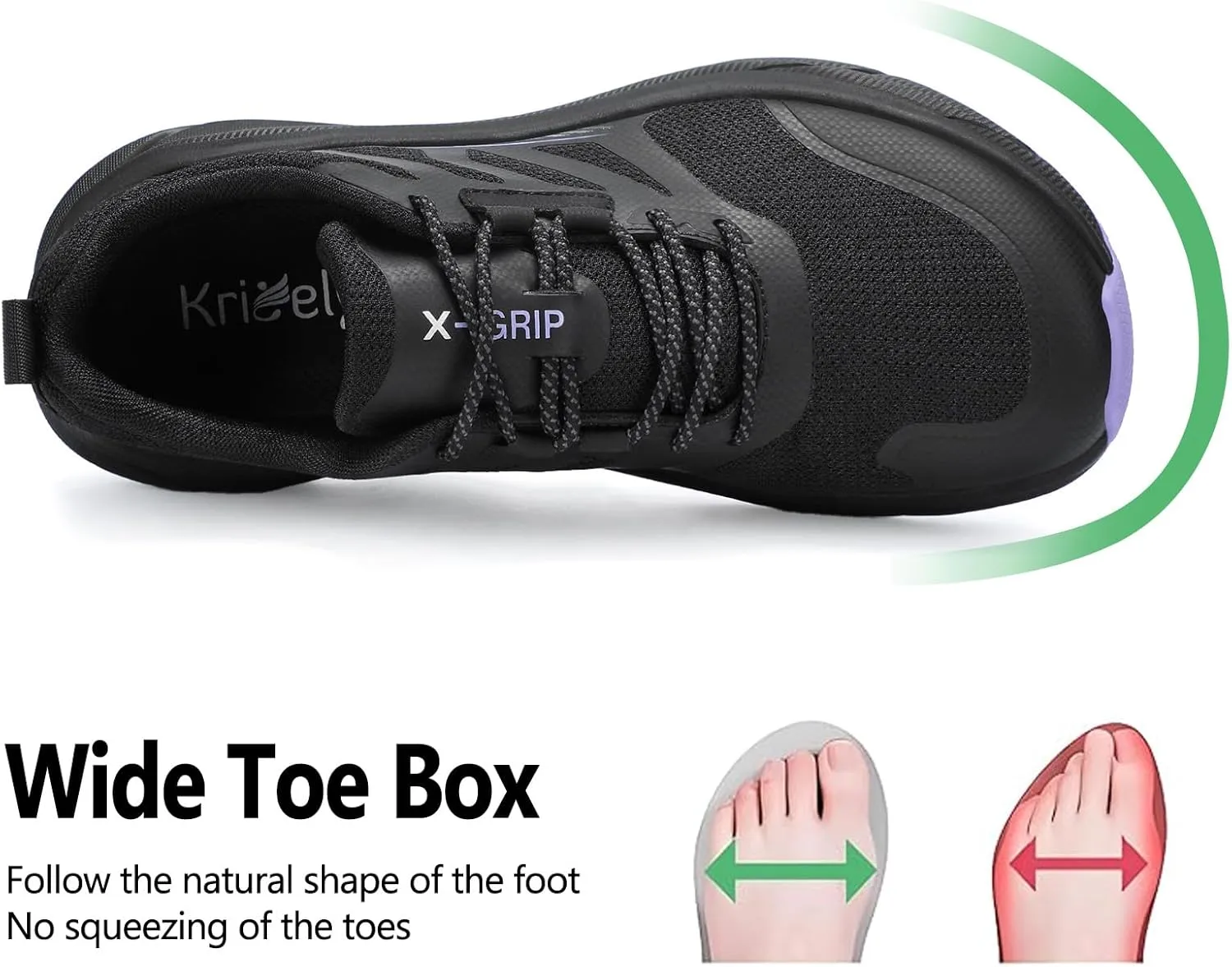 Kricely Men's Trail Running Shoes Wide Toe Box Shoes for Men Walking Sneakers