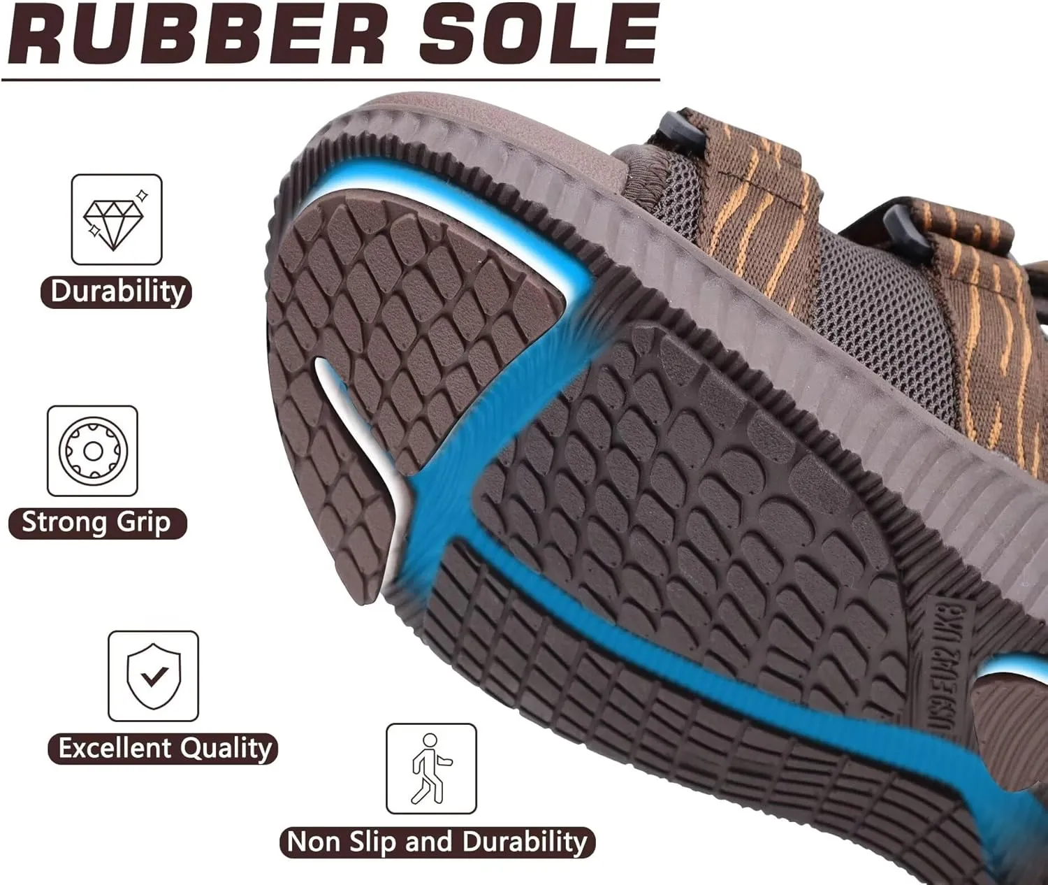 KuaiLu Mens Hiking Sandals with Arch Support Orthopedic Walking Recovery Sandals for Plantar Fasciitis Open Toe Summer Athletic Sport Comfortable Cushion Breathable Outdoor Water Sandals Size7-13