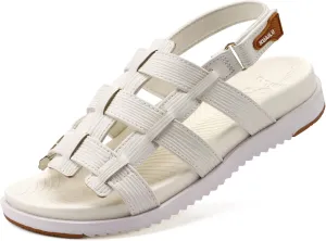 KuaiLu Womens Fashion Orthopedic Walking Sandals for Women 2025 Arch Support Sandles Comfort Plantar Fasciitis Recovery Cushion Summer Travel Outdoor Hiking Open Toe Water Shoes White Size 7.5