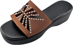 Kubbon Slip On Wedge Sandals for Women Platform Slides Sandals Open Toe Summer Beach Sandal Backless Slippers with Arch Support Walking Shoes