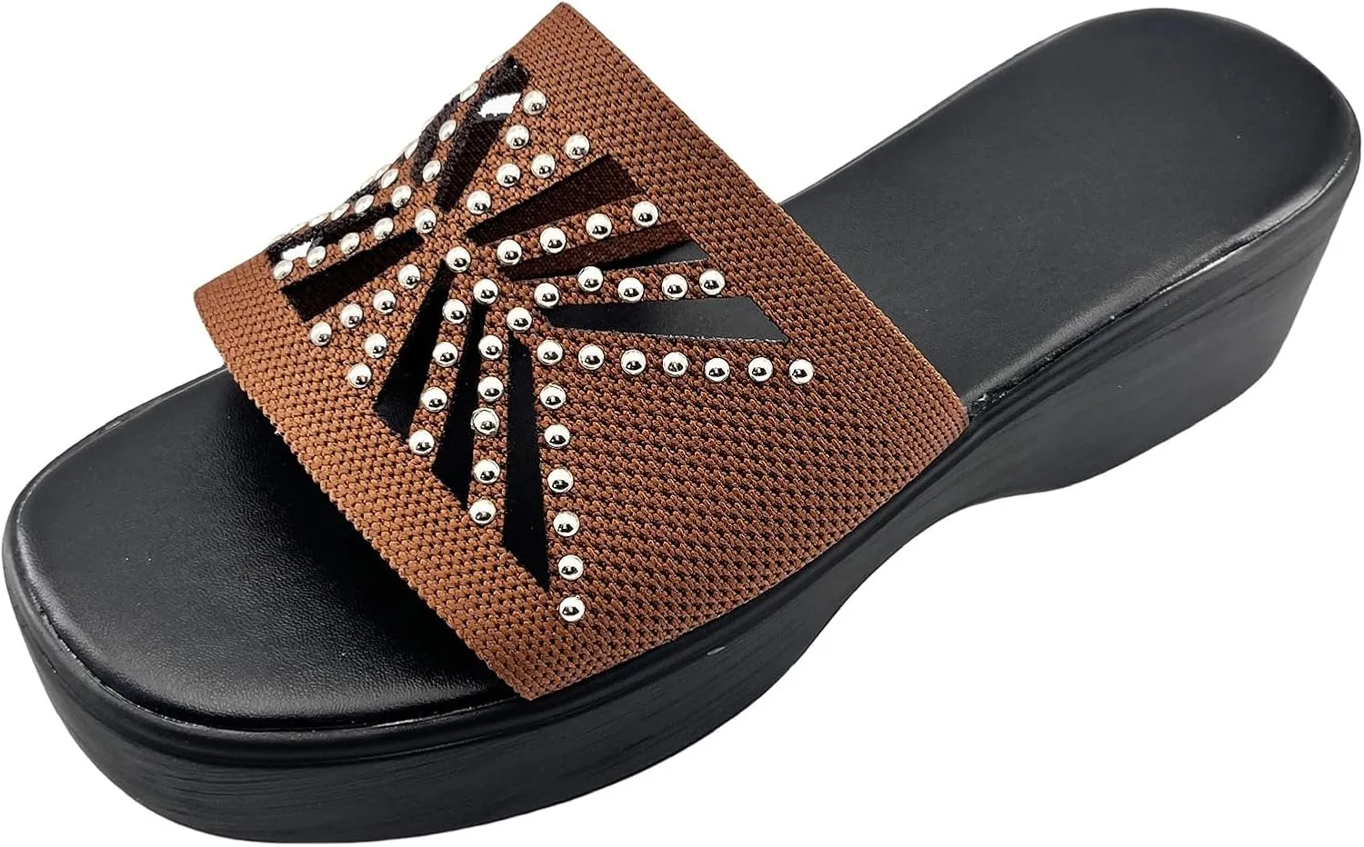 Kubbon Slip On Wedge Sandals for Women Platform Slides Sandals Open Toe Summer Beach Sandal Backless Slippers with Arch Support Walking Shoes