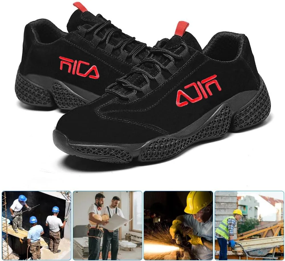 KUNWFNIX Steel Toe Sneakers for Men Women Lightweight Safety Shoes Comfortable Puncture Proof Slip On Composite Toe Work Shoes