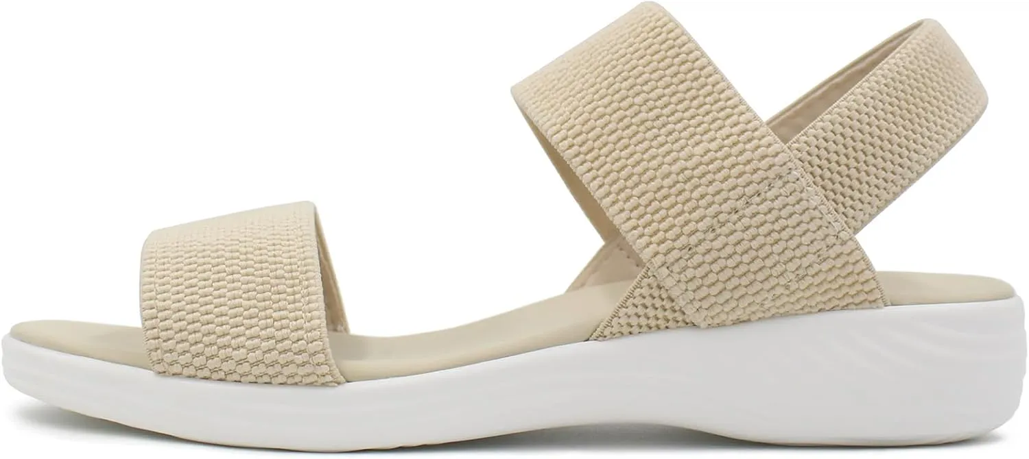 L LOUBIT Women's Sandals Elastic Strap Summer Comfort Open Toe Slides Anti-Slip Lightweight Flat Sandals