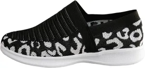 Ladies Fashion Leopard Print Color Block Breathable Mesh Knitted Flat Bottomed Casual Sports Shoes Sneaker Women Shoes