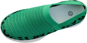 Ladies Fashion Leopard Print Color Block Breathable Mesh Knitted Flat Bottomed Casual Sports Shoes Sneaker Women Shoes