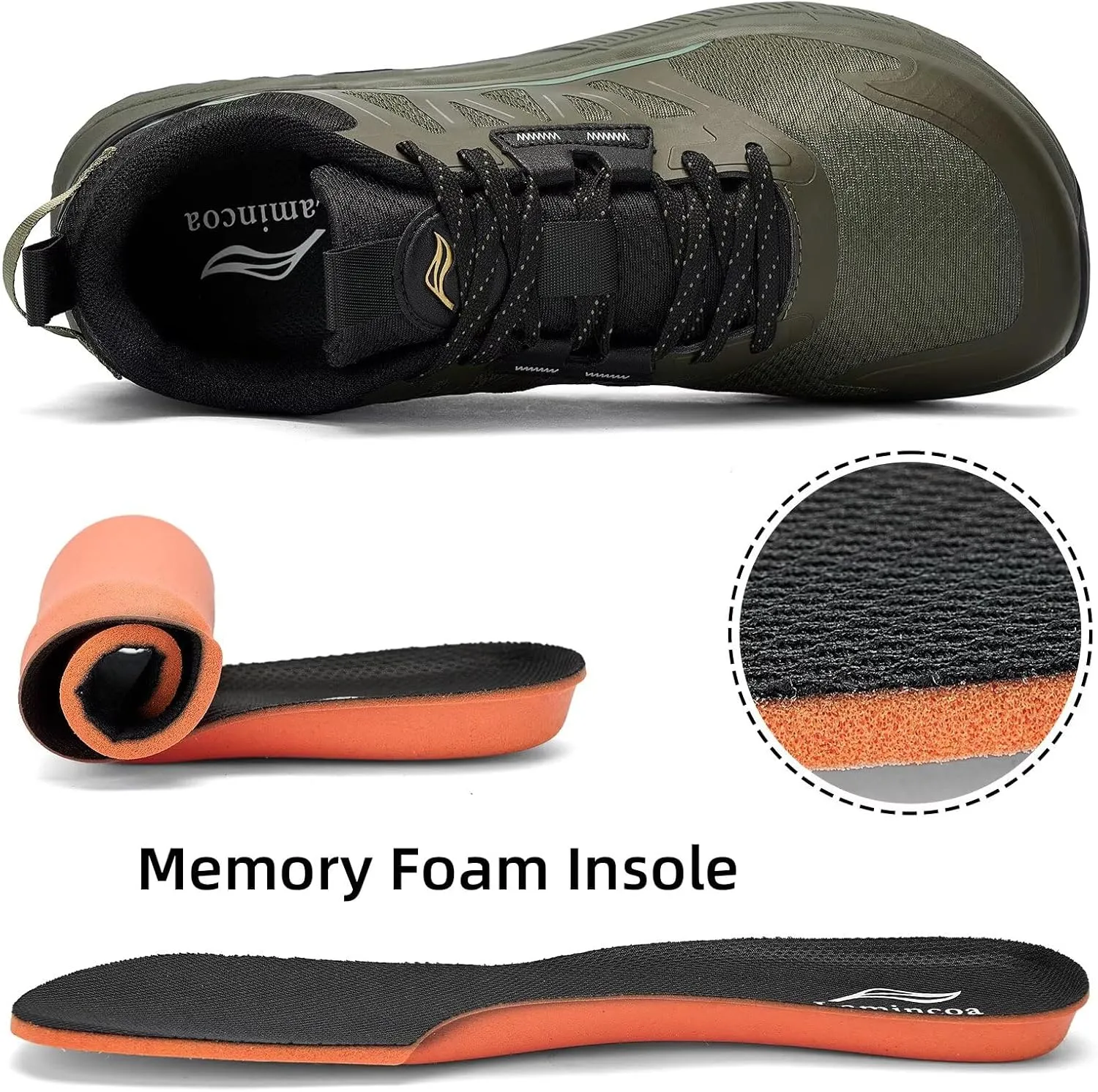 Lamincoa Wide Men's Sneakers Hiking Walking Lightweight Breathable Shoe Non-Slip Outdoor Sports Trail Running Tennis Sneaker