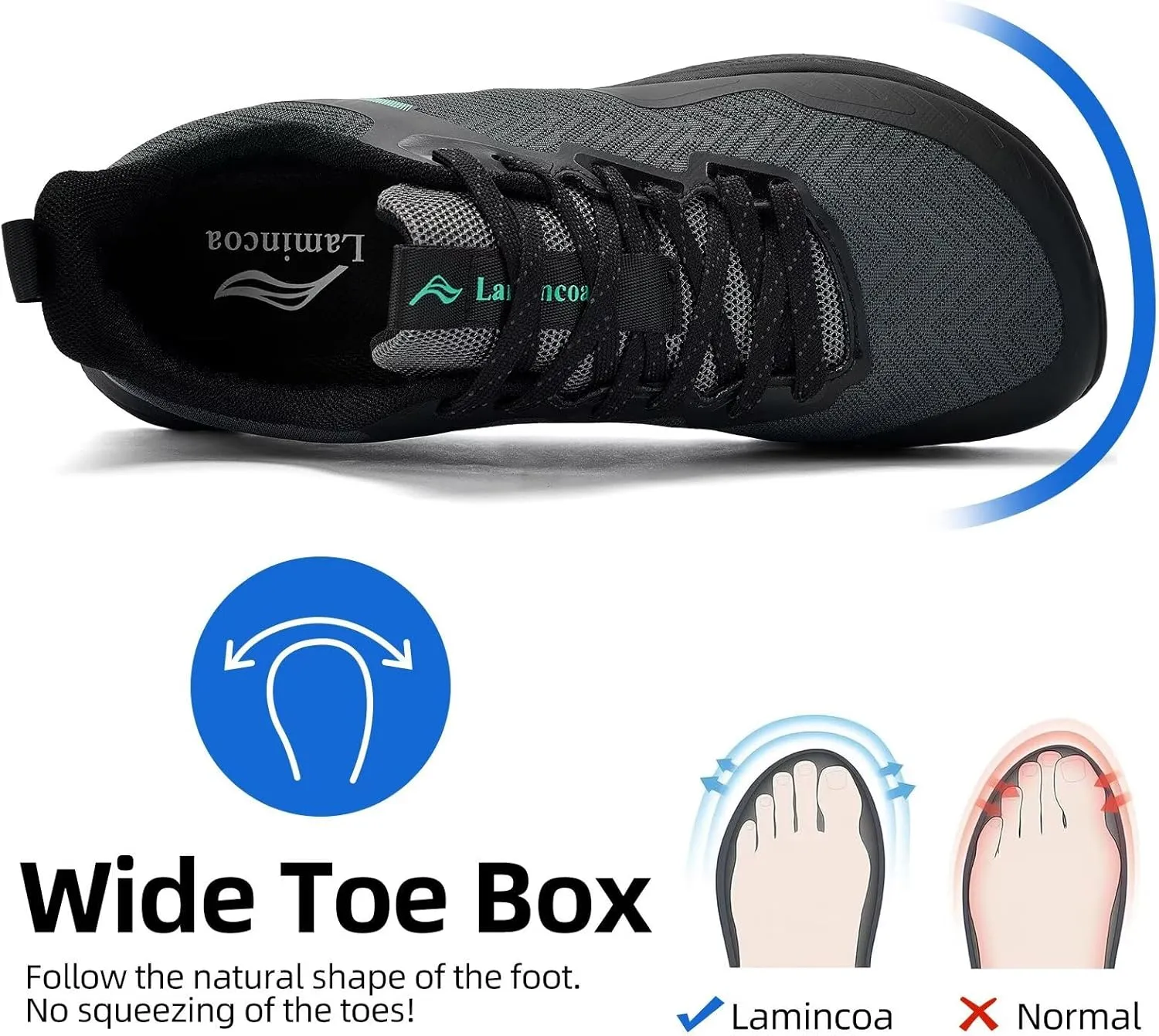 Lamincoa Wide Men's Sneakers Walking Tennis Shoes Trail Running Shoe Outdoor Hiking Sneaker