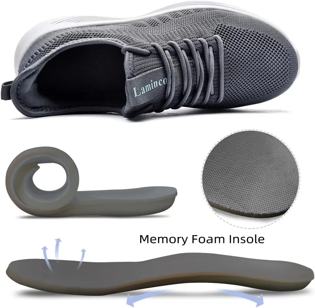 Lamincoa Womens Walking Shoes Slip On Lightweight Memory Foam Cheer Sneakers for Tennis Gym Running Workout Yoga