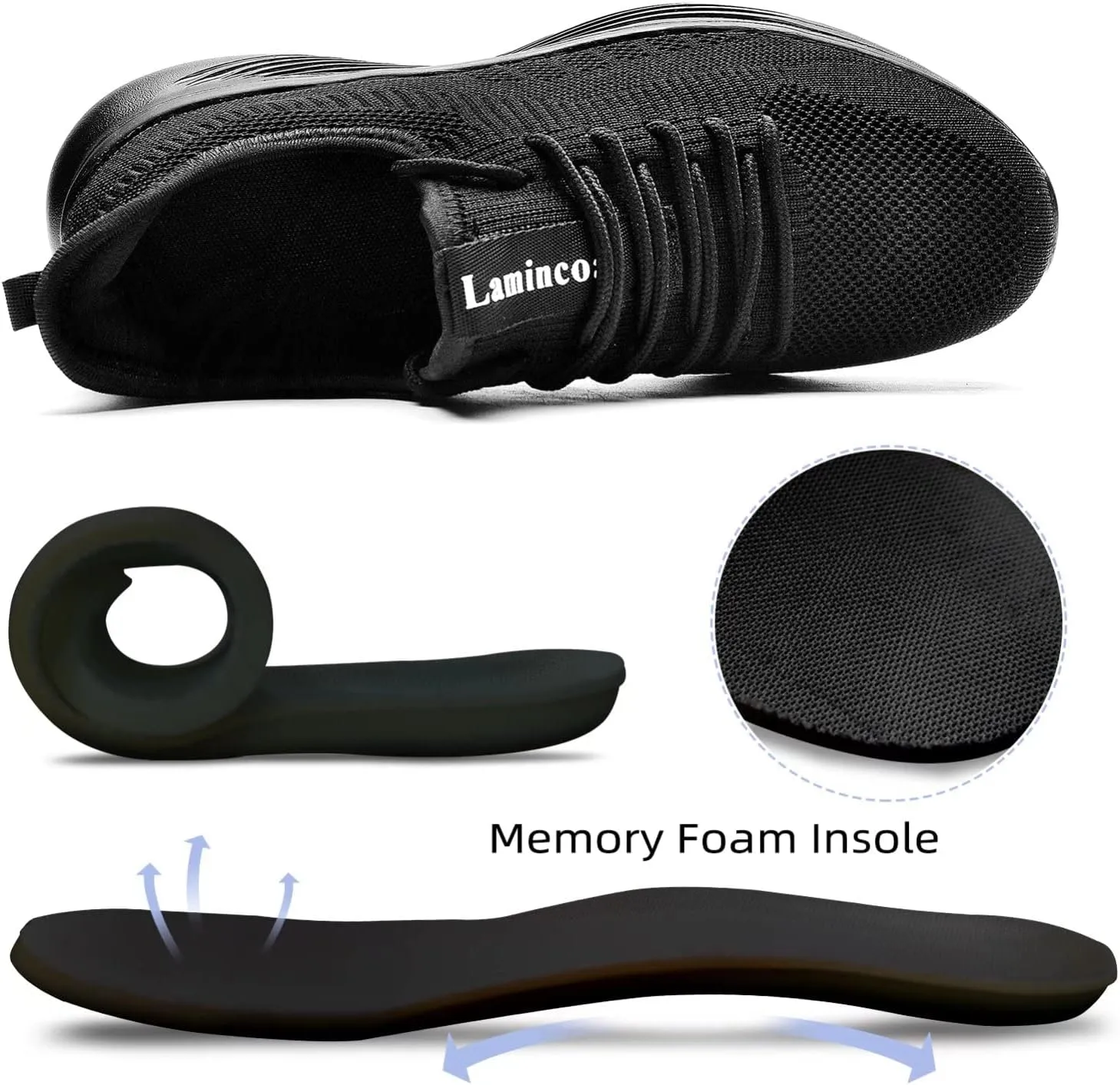 Lamincoa Womens Walking Shoes Slip On Lightweight Memory Foam Cheer Sneakers for Tennis Gym Running Workout Yoga