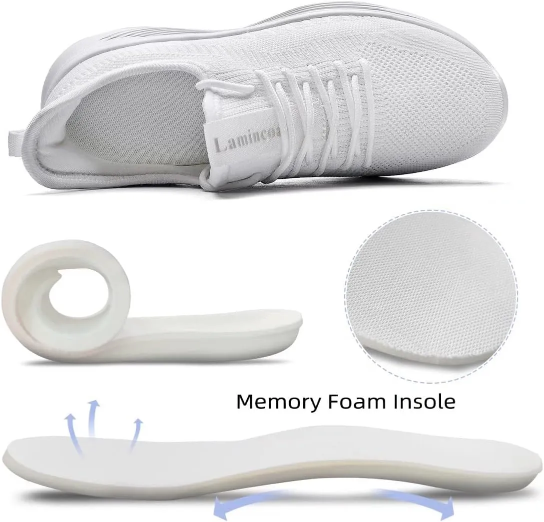 Lamincoa Womens Walking Shoes Slip On Lightweight Memory Foam Cheer Sneakers for Tennis Gym Running Workout Yoga