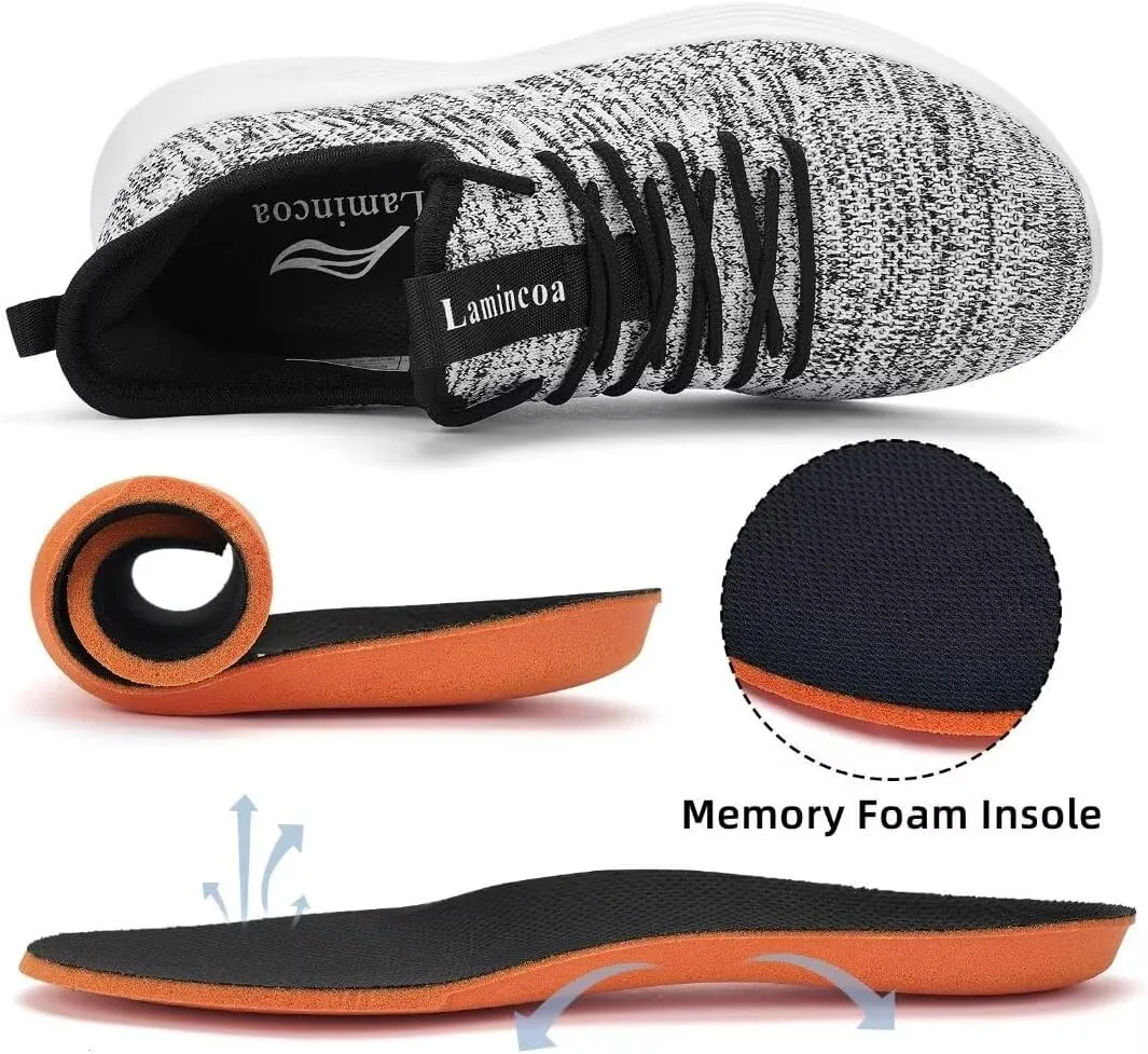 Lamincoa Womens Walking Shoes Slip On Lightweight Memory Foam Cheer Sneakers for Tennis Gym Running Workout Yoga