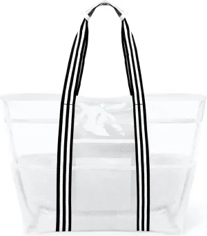 Large Mesh Beach Tote Bag: Travel Handbag Waterproof Sandproof for Pool Vacation Camping Cruise Bag Essentials Gifts (White, X-Large)