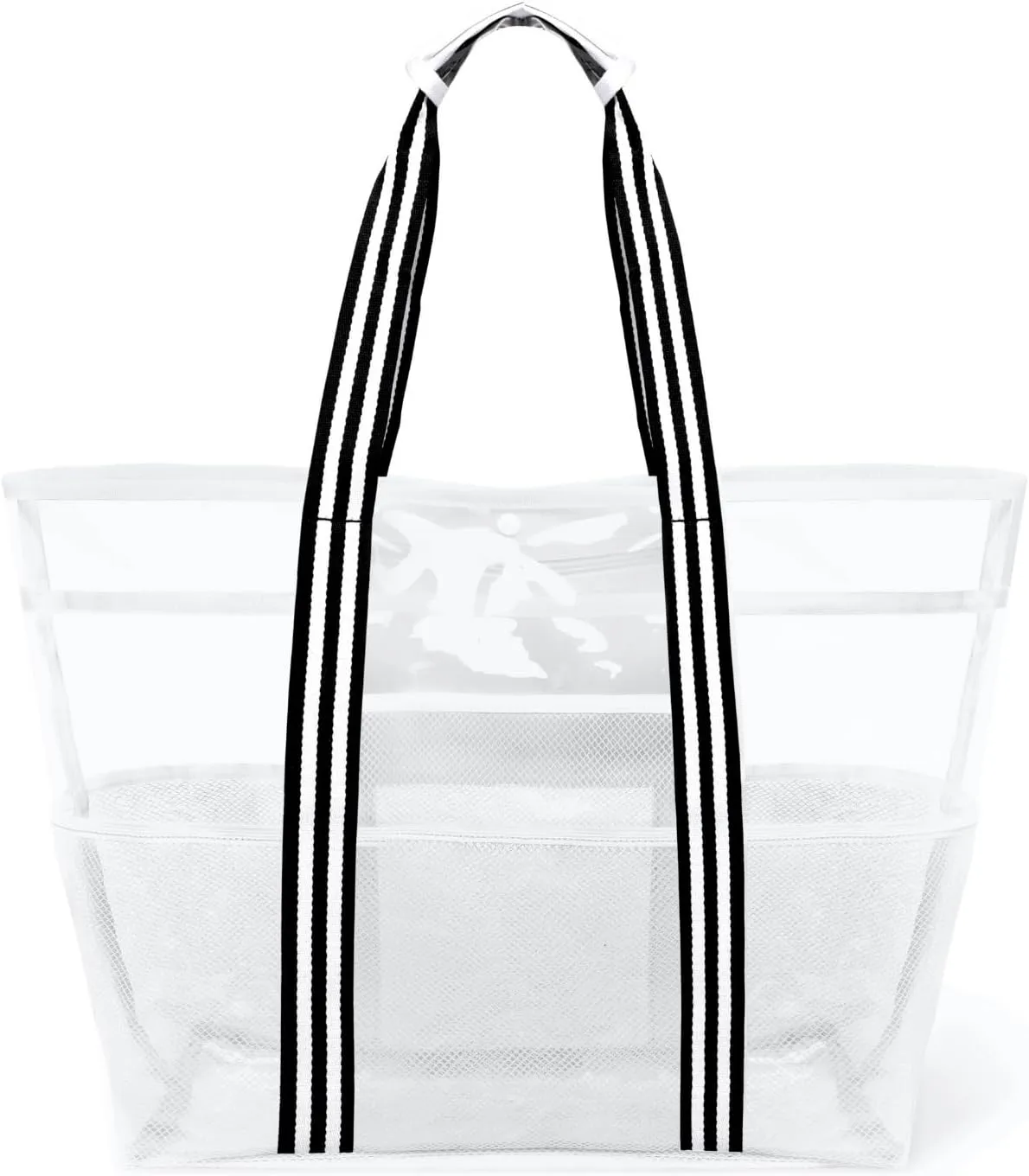 Large Mesh Beach Tote Bag: Travel Handbag Waterproof Sandproof for Pool Vacation Camping Cruise Bag Essentials Gifts (White, X-Large)