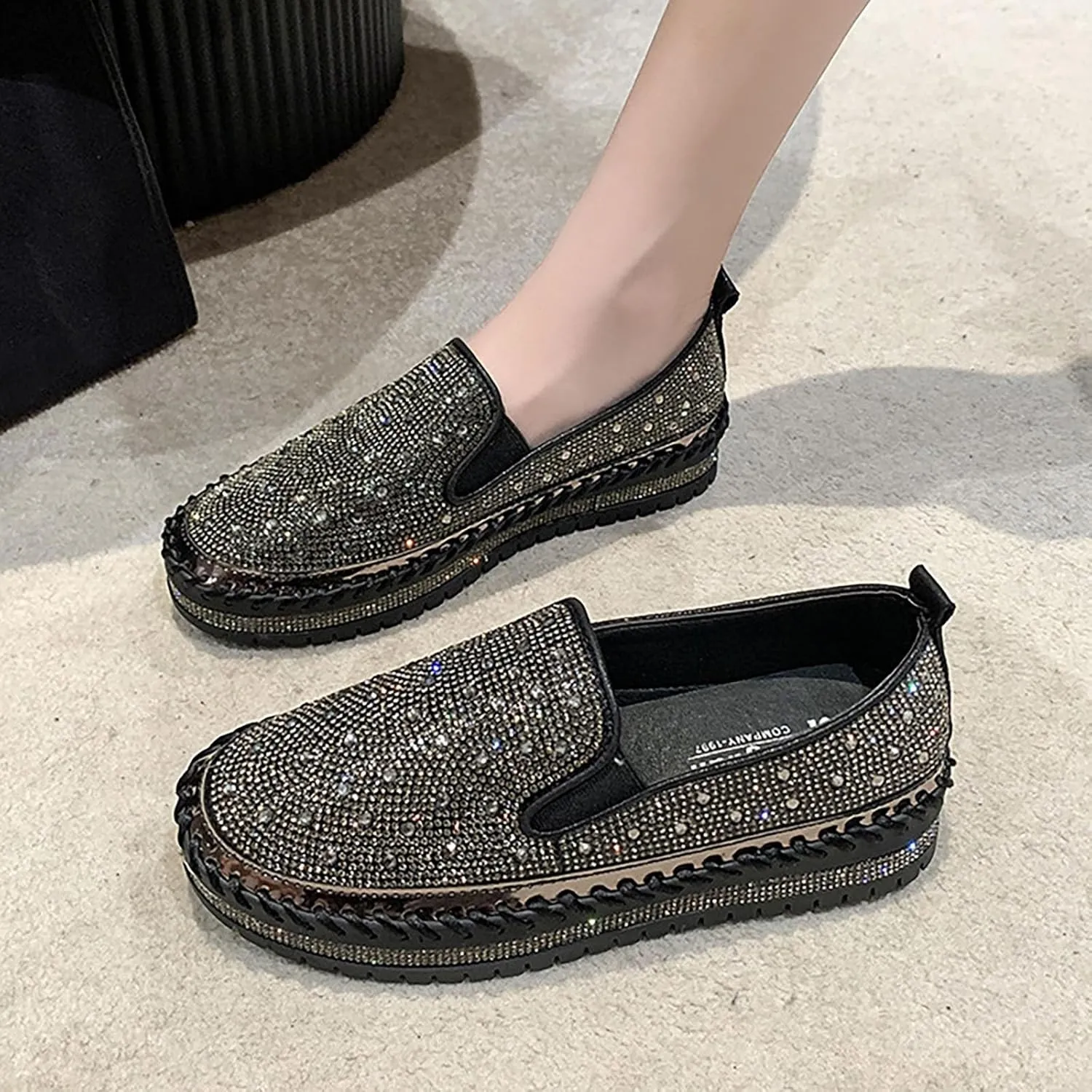 Large Size Foreign Trade 2024 Spring and Autumn New Thick Sole Lazy Casual Korean Edition Casual Womens Shoes Size 9