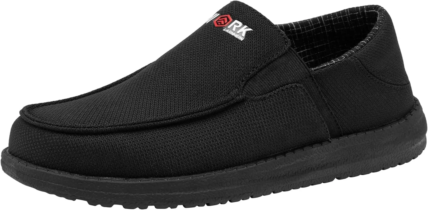 LARNMERN Steel Toe Slip On Work Shoes Mens Safety Sneakers Walking Shoe Lightweight Steel Toe Loafers