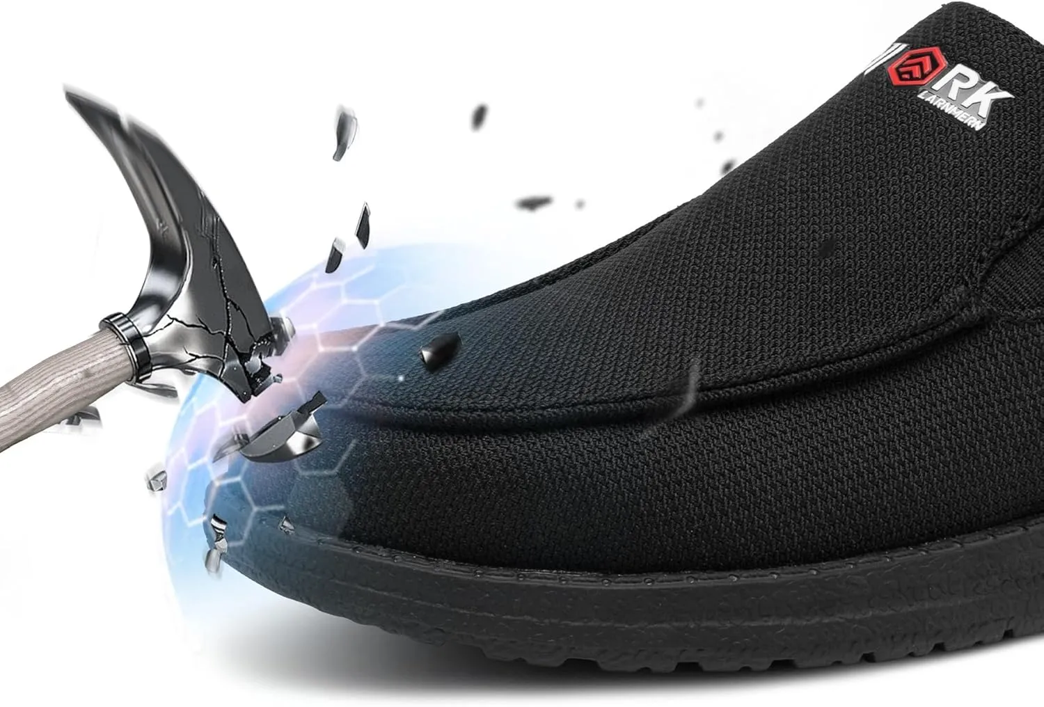 LARNMERN Steel Toe Slip On Work Shoes Mens Safety Sneakers Walking Shoe Lightweight Steel Toe Loafers