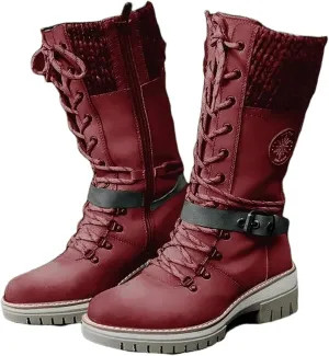 Lausiuoe Boots For Women Low Heel Mid Calf Pull On Winter Boots Side Zip Slouchy Western Cowboy Booties Non Slip Outdoor Shoes