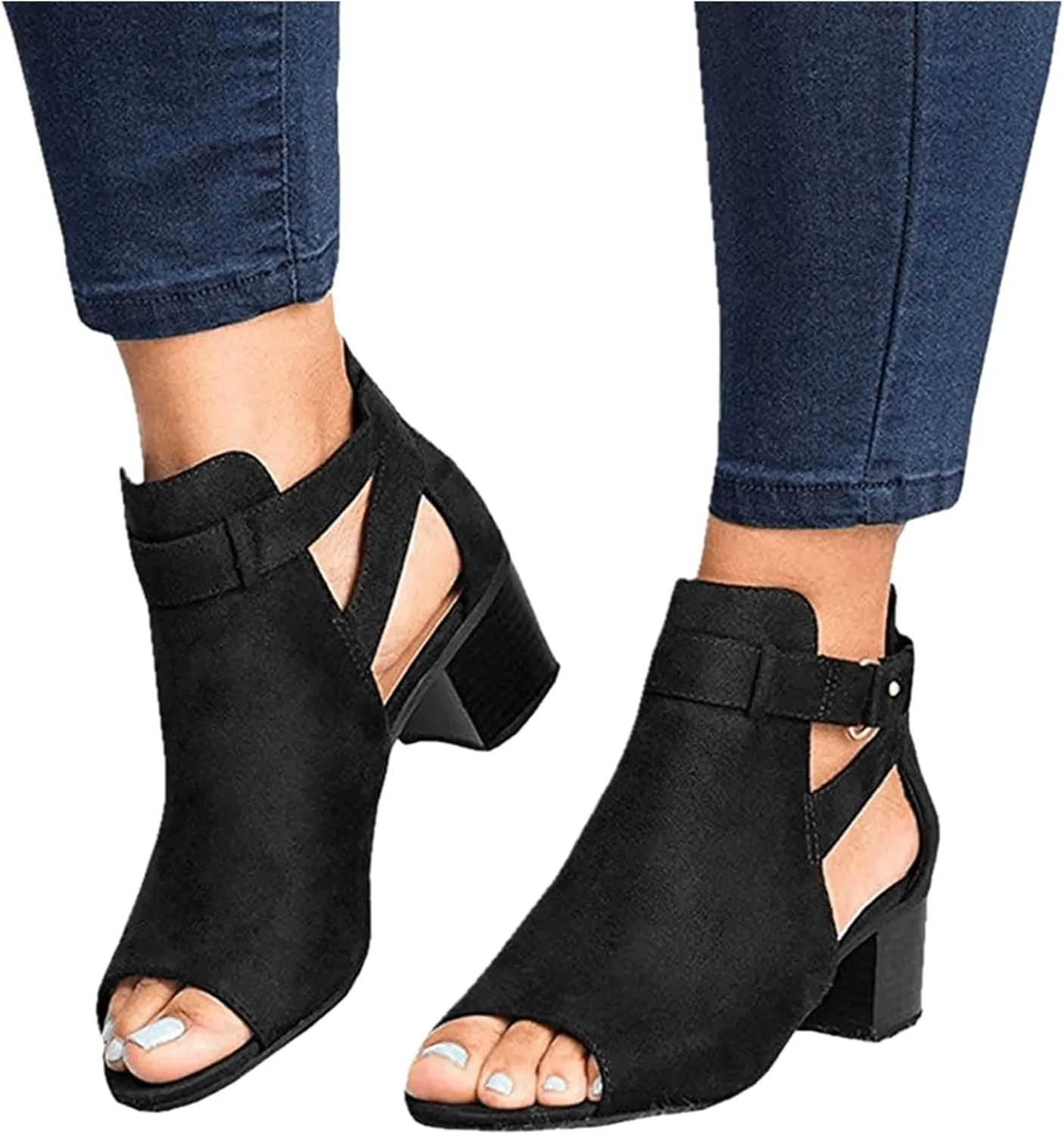 Lausiuoe Chunky Heels For Women Sexy Pumps Party Ankle Strap Casual Dressy Summer Open Toe High Heel Strappy Sandal