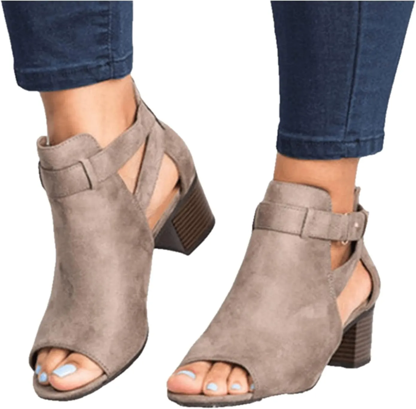 Lausiuoe Chunky Heels For Women Sexy Pumps Party Ankle Strap Casual Dressy Summer Open Toe High Heel Strappy Sandal
