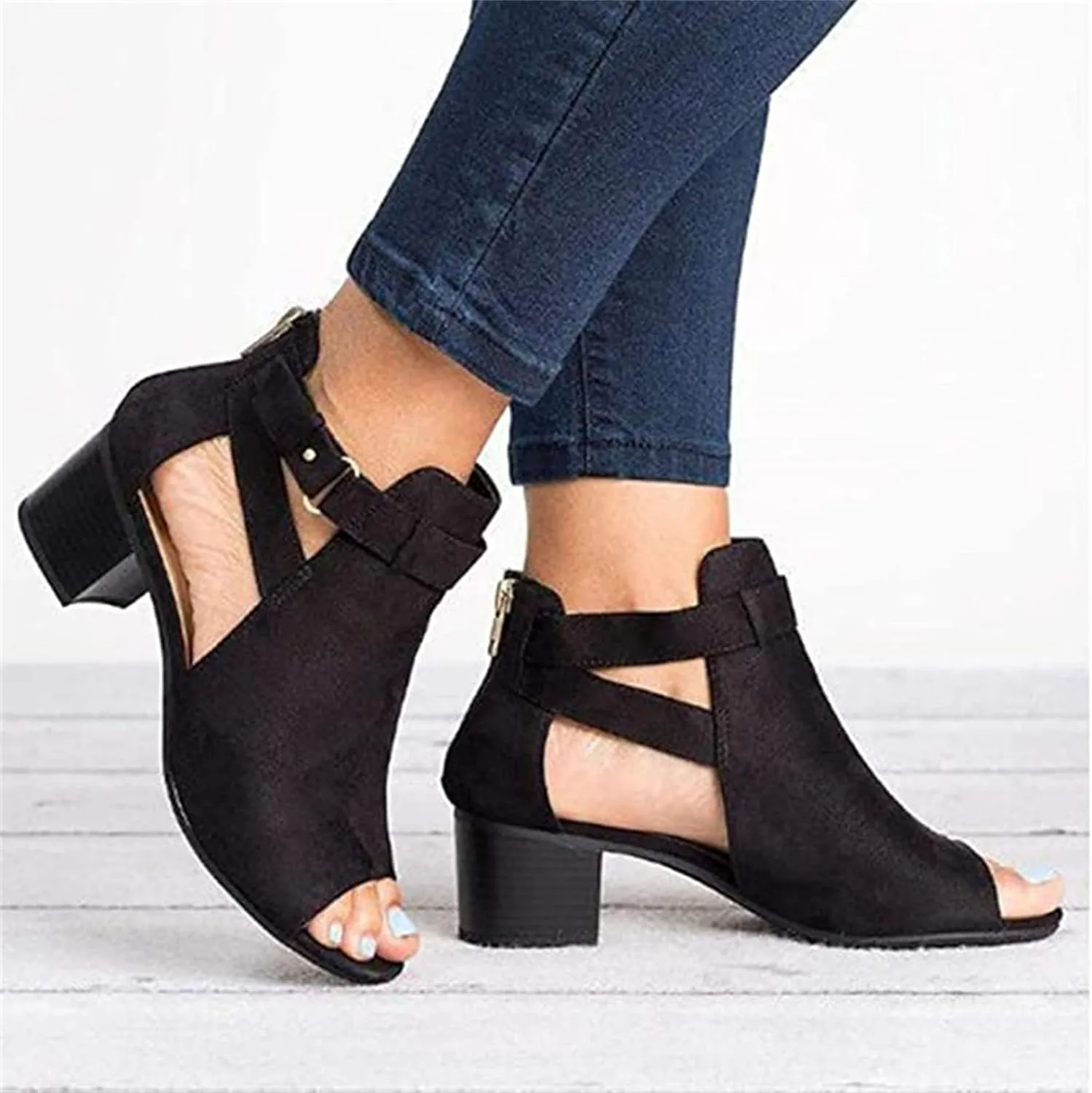 Lausiuoe Chunky Heels For Women Sexy Pumps Party Ankle Strap Casual Dressy Summer Open Toe High Heel Strappy Sandal
