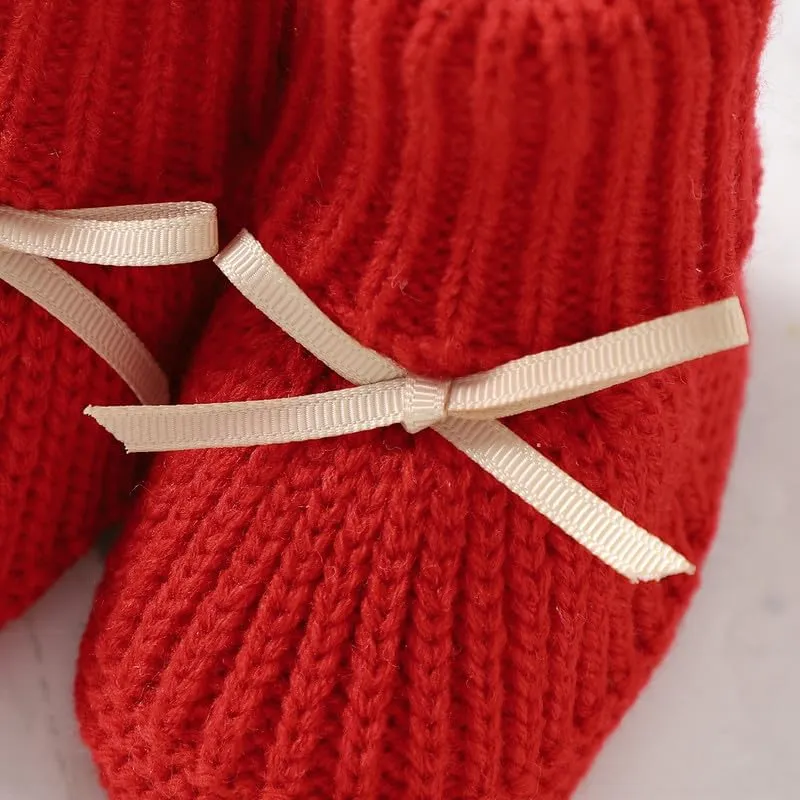 LAWKUL Baby Booties Newborn Babe First Walkers Non-Slip Stay On Boots Crib Shoes Sock Warm Knit Booties for Infant Boy Girl