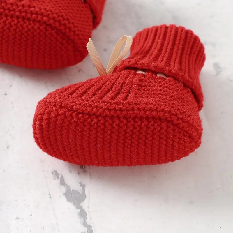 LAWKUL Baby Booties Newborn Babe First Walkers Non-Slip Stay On Boots Crib Shoes Sock Warm Knit Booties for Infant Boy Girl