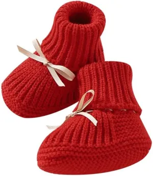 LAWKUL Baby Booties Newborn Babe First Walkers Non-Slip Stay On Boots Crib Shoes Sock Warm Knit Booties for Infant Boy Girl