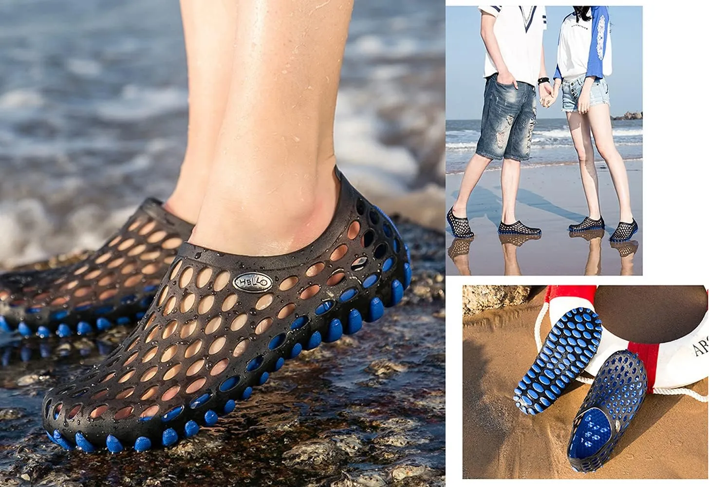 LIBINXIF Women's Men's Mesh Breathable Quick-Drying Beach Slippers Anti-Slip Garden Clogs Mules Shoes Shower Shoes Water Walking Shoes