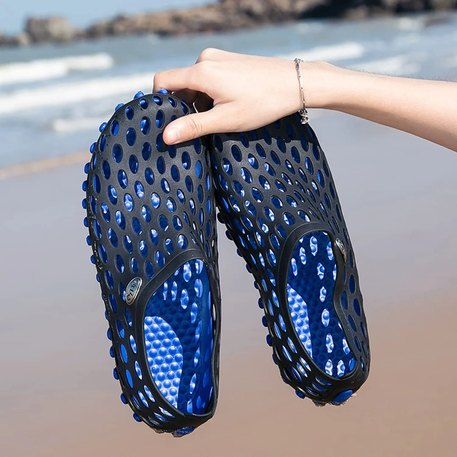 LIBINXIF Women's Men's Mesh Breathable Quick-Drying Beach Slippers Anti-Slip Garden Clogs Mules Shoes Shower Shoes Water Walking Shoes